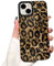 Reownest Handyhülle Kompatibel mit iPhone 15 Hülle mit Cute Fashion Brown Leopard Muster Leder Simple Case für Frauen Mädchen Weiche Silikon Schutzhülle - Gold