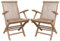 BrackenStyle Palma Teak Folding Garden Patio Arm Chair - Set of 2 - Stylish Foldable Outdoor Teak Wooden Dining Seat