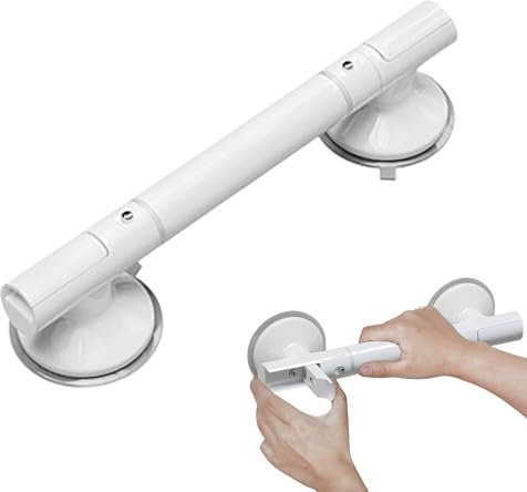 Barra de agarre de goma para personas mayores, barra de agarre con ventosa, mango de ducha de seguridad, barra de agarre de bañera, mango de barra de ducha, barra de agarre de ducha blanca, riel de