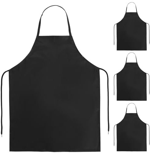 NIHUIFDPY 4Pack Waterproof Rubber Vinyl Apron, Adjustable Work Aprons for Men Woman, Heavy Duty Oil Resistant Work Apron 80cm Long Aprons for Chef, Butcher, Barber, DishWashing, Cleaning, Dog Groomin