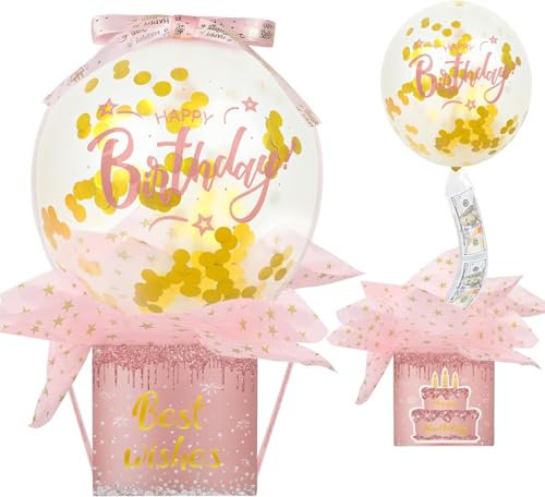 Geldgeschenke Geburtstag üBerraschungsbox Luftballons,Geschenkbox Geburtstag Diy Luftballon Rolle Geldgeschenkbox,Geschenkbox Explosionsbox Geburtstag Geschenkbox Geldgeschenk Geburtstag (Rosa)