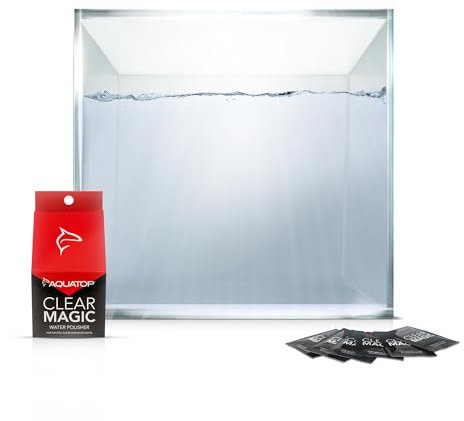 Aquatop High Clarity Glass Cube 4.12-Gallon Aquarium, Clear Magic Water Polisher Bundle – 5mm Low Iron Glass, Slim Design, for Fresh & Saltwater, Crystal-Clear Water