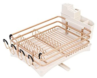 QUSYZD Estante para secar Platos de Cocina de aleación de Aluminio Dorado champán, Soporte para Fregadero, Soporte para Cuchillos, escurridor de Cubiertos, Estante Organizador d,