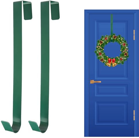 SHATCHI 2Pcs Christmas Wreath Door Hanger – 38cm Metal Front Door Wreath Holder Over Door Hook for Christmas Home Office Wall Wedding Hanging Decorations Wreaths