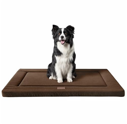 WESTERN HOME Hundebett für Kiste, hochbelastbare Schaumstoff-Hundebox-Matte, Zwingerunterlage mit weichem, gewelltem Plüsch, bequem, rutschfest, waschbar, Bett für große, mittelgroße und kleine Hunde