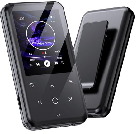 Gueray MP3 Player Bluetooth 128GB: with Clip MP3 Player with Speaker MP3 Player Suitable for Audio Books Supports FM Radio Recorder Alarm Video E-Book Pictures TF Card up to 128GB (US-Q9)