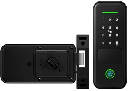 Vocdikficy Cerradura de Jardín Exterior con Huella Dactilar, Control Remoto, Aplicación TUYA WIFI, Código Smart Life, Cerradura de Puerta Inteligente Sin Llave, Cerradura de Borde Eléctrica