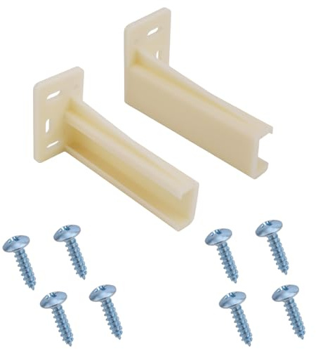 1 Pair Drawer Track Back Plate with 8 Screws, HR9000RL Plastic Rear Drawer Rail Support Brackets Sockets Adjustable Slide Guide Mounting Repair Hardware Replacement Part for Cabinet(Left and Right)