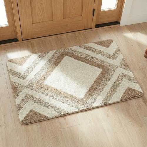 Nest & Nibble Beige Indoor Door Mat 50 x 80 cm – Non-Slip Washable Entrance Rug Soft & Ultra-Absorbent Floor Mat for Front & Back Door, Bedroom, Office, Entryway | Inside Home Essentials Carpet