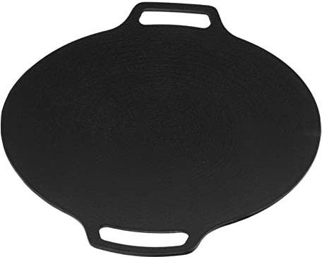Masyrt Parrilla coreana con 6 capas de revestimiento no objetivo para cocina de gas, plancha redonda de doble asa para camping al aire libre (25 cm)