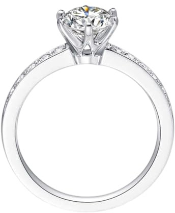 Stfery Eheringe 9K Weißgold Moissanitring Echt Gold, Klassischer Einreihiger Pavé Ring mit Sechskrallenfassung Damen, Moissanit 1ct Au375 Gr.47 (15.0)