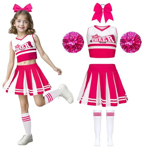 Costume Cheerleader Fille,Pompon Pom-Pom Girl,pour Carnaval,Halloween | deguisement pompom girl cosplay