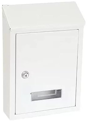 Buzón de Pared Correo con Tapa Antilluvia MLH002, Buzón de Exterior de Metálico con Cerradura y Llaves 30x21x6cm. (Blanco)