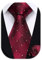 HISDERN Cravate et Mouchoir pour Hommes Cravates à Carreaux pour Mariage Fête Travail d'affaires Cravate Extra Longue Cadeaux pour Hommes,Bordeaux