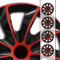 Eight Tec Handelsagentur (Farbe & Größe wählbar) 16 Zoll Radkappen, Radzierblenden Quad Bicolor (Schwarz/Rot) passend für Fast alle Fahrzeugtypen (universal)