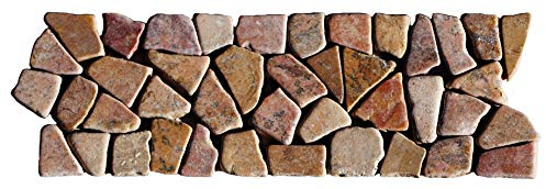 Stein-Mosaik BO-332 Marmor Mosaikfliesen Bordüre Naturstein Fliesen Lager Verkauf - Mediterran Rot, Bruchstein Mosaik, 10 x 30 cm, 1 Stück