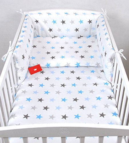Babylux Kinderbettwäsche 2 TLG. 90 x 120cm Bettwäsche Bettset Babybettwäsche (94. Sterne Blau)