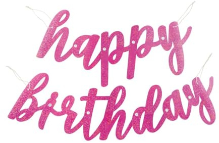 Pink Glitz Happy Birthday Script Prismatic Foil Jointed Banner (83cm) - Perfect Party Decor for Birthday, & Celebrations - 2 Pc