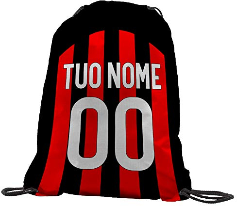 Sacca Ginnastica GYMBACK sport per tifoso Milan Milanista - sacchetto sportivo calcio Fashion Borsa, Piscina, Zaino,portascarpe Scuola per Ragazze Donne Bambini