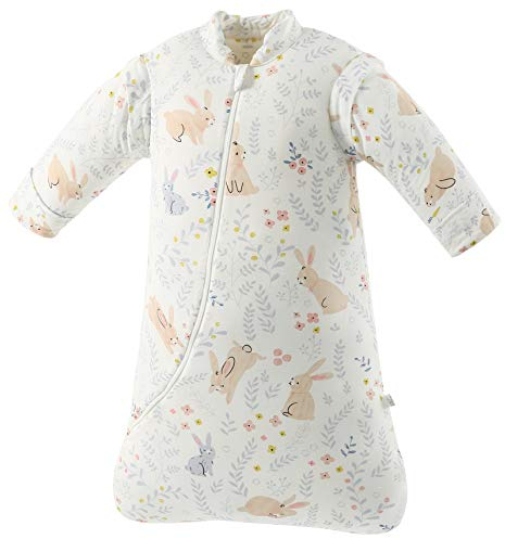 Chilsuessy Baby Schlafsack mit abnehmbaren Ärmeln Winter Angedickte, Süßes Kaninchen/3.5 Tog, S/Körpergröße 60-75cm