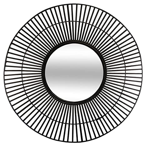 Atmosphera - Schwarzer Spiegel aus Bambus D 77 cm - Schwarz