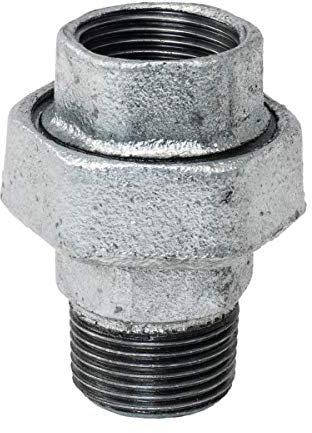 Verschraubung 1/2 Zoll Verschraubung - flachdichtend Innengewinde/Außengewinde - Fitting aus Temperguss verzinkt für Sanitär, Heizung und Installation