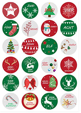 240 Stück Weihnachten Countdown Adventskalender Zahlen Aufkleber Verwendung für Flasche Geschenk Paket Siegeletikett