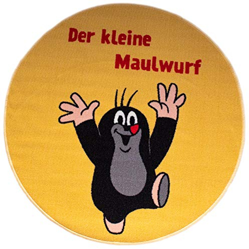 Der kleine Maulwurf Rund 100 cm Gelb Kinderteppich Children Rug