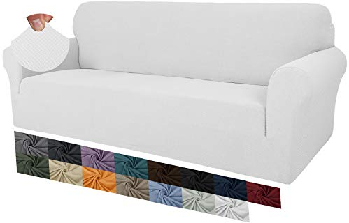 MAXIJIN Creative Jacquard Couchbezüge für 3-Sitzer, Super Stretch rutschfeste Sofabezug für Hunde Haustierfreundliche 1-teilige elastische Möbelschutz-Sofabezüge (3 Sitzer, Weiß)