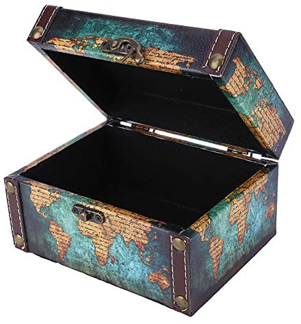 Voluxe Jewelry Container, Vintage Green Map Wooden Storage Box Exquisite And Beautiful Large Size Decorative Storage Box, for Store Books Bible Books(2208A-06-Green Map)