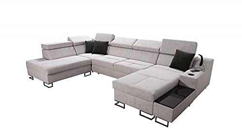 All4All Ecksofa Fosti VI mit Schlaffunktion Bettkasten Wohnlandschaft Polstersofa Sofa Couch Möbel Möbelstück USB Eingang Eckcouch Links Rechts 26 (Rechts)