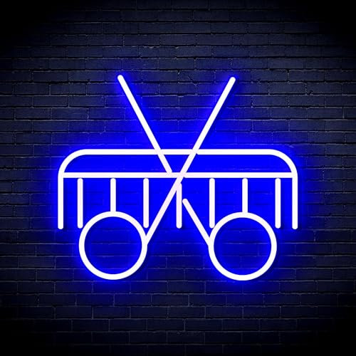 Schere und Kamm Flex Silikon LED Neon Schild - Blau - st16s33-fnu0288-b