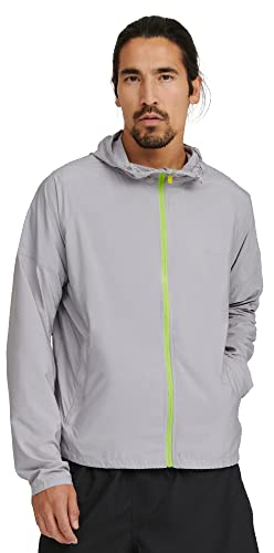 DANISH ENDURANCE Veste Coupe-Vent Homme, Léger & Respirant, Poches Fermées, Capuche Ajustable, Gris, M