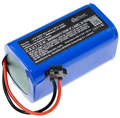 cellePhone Akku Li-Ion kompatibel mit Ecovacs Deebot N79S N79 DN622 CEN546 - Proscenic 850T 850P (Ersatz für ICR18650-26J-4S1P) - 2600mAh / 14,8V