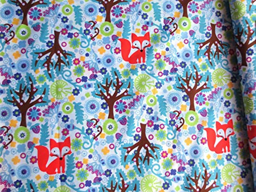 Baumwollstoff Fuchs - 6,00 EUR/m - 100% Baumwolle - Füchse im Wald - weiß