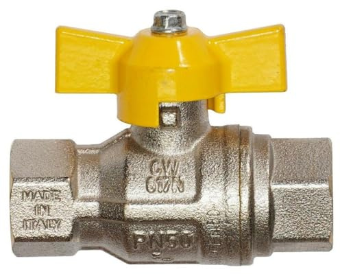 Gas-Kugelhahn Gashahn Gas-Absperrhahn verschiedene Ausführungen und Größen (1/2, Durchgang 2 x IG)