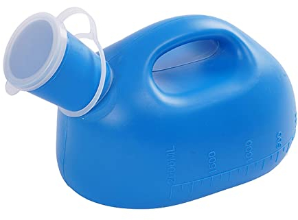 Urinario Masculino portátil 2000ML Mens Potty Pee Botella Colector Inodoro de Viaje (Azul) Happy