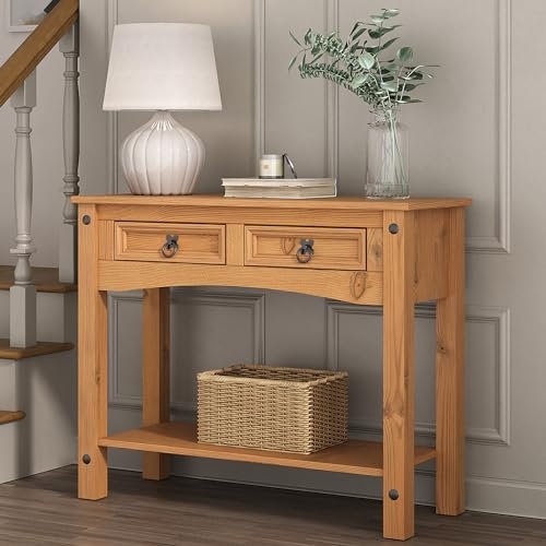 Corona Console Table 2 Drawer Mexican Solid Pine