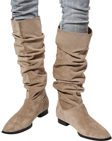 ticticlily Stivali Alti Donna Stivali Eleganti Casual a Punta Comodi Senza Chiusura Donna Scarpe Primaverili Invernali B Bianco 36 EU