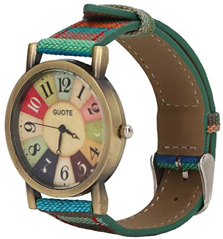 Tonysa Watch, Multicolor Bohemian Style, Fashion Casual Women Watch, Brass PU Leather, 377 Button Battery, 28 MAh, for Birthday Gift, Party (Blue)