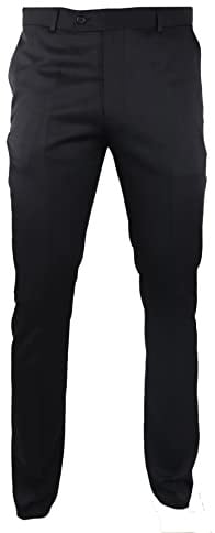 TruClothing.com Mens Black Satin Trousers Tuxedo Dinner Suit Smart Formal Classic Regular