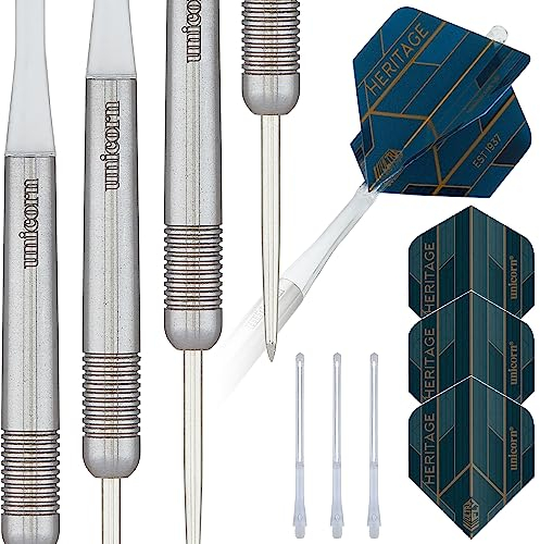 Unicorn Heritage 1976|Dartpfeile mit Stahlspitze, Silber, 23 g