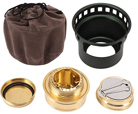 VBESTLIFE Alcohol Stove for Backpacking, Spirit Copper Windproof Portable Aluminium Alloy Alcohol Backpacking Stove for Camping Picnic (Blackish Green)