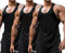 Babioboa Herren 3er Pack Gym Workout Tanktops Y-Back Muscle Tee Stringer Bodybuilding Ärmellose T-Shirts Schwarz*3 L