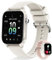 Erkwei Smartwatch Damen mit Telefonfunktion 1,85 Zoll Armbanduhr Benachrichtigungen Sprachassistent Schlafmonitor Herzfrequenz SpO2 Menstruationszyklus Schrittzähler Fitnessuhr für Android iOS