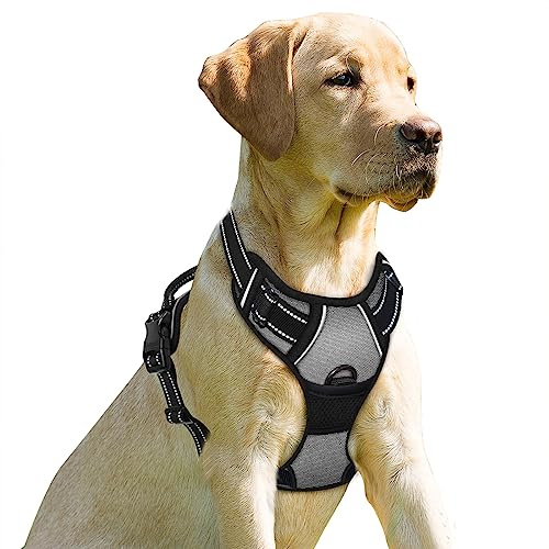 BARKBAY No Pull Dog Harness Front Clip Heavy Duty Reflective Easy Control Handle for Large Dog Walking(Dark Grey,S) | Soft Padded No Choke With Handle,Easy On&Off,Adjustable Reflective For Walking Training Running(Dark Grey,S)