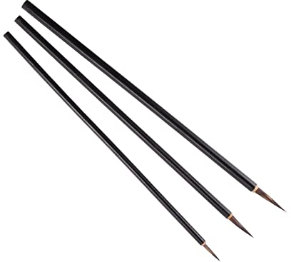 PATIKIL Chinois Calligraphie Pinceaux, 3 Paquet Aquarelle Encre Peinture Ecriture Pinceau Dessin Art Sumi-E Pinceau Bois Manche pour Débutants, 3 Taille Inclus, Noir