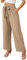 Actcat Damen Hose mit weitem Bein, leicht und elegant, elastischer Bund, Sommerhose mit Taschen, für legere Arbeit geeignet Sommerhose Damen leicht musselin Hose Damen lang,Khaki,XL