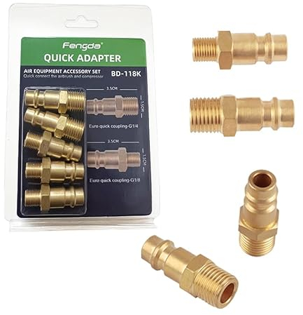 Fengda Europe Schnellkupplung BD-118K mit 2 Stück 1/8-Adapter und 3 Stück 1/4-Adapter
