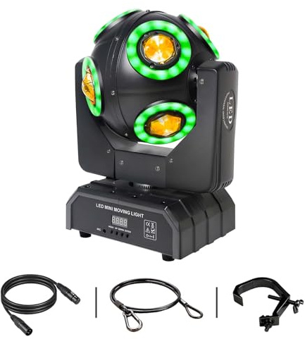 Luz con cabezal móvil, bola con efecto de haz LED RGBW 4 en 1, luces de DJ con sonido activado para bodas, fiestas de DJ y Live House